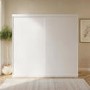 Large White Sliding Door Double Wardrobe with Shelves - Sidney