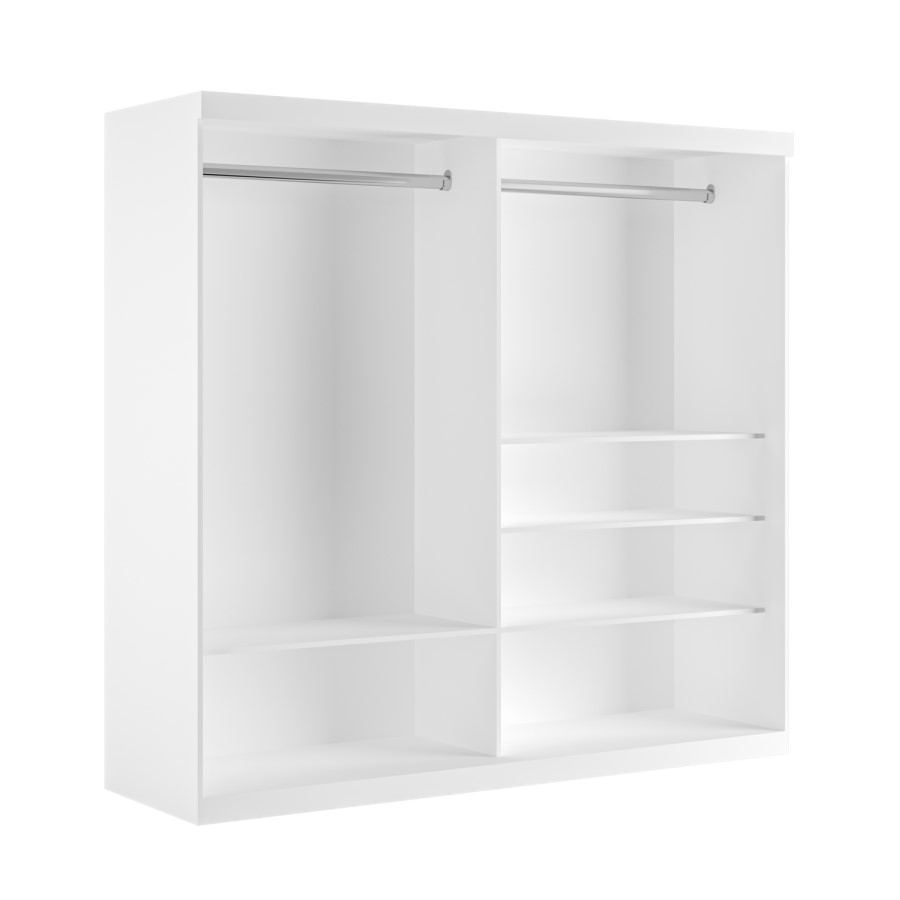 Large White Sliding Door Double Wardrobe with Shelves - Sidney