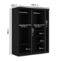 Black Mirrored Sliding Door Double Wardrobe with Shelves - Sidney