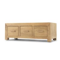 Chunky Solid Oak 3 Drawer Coffee Table