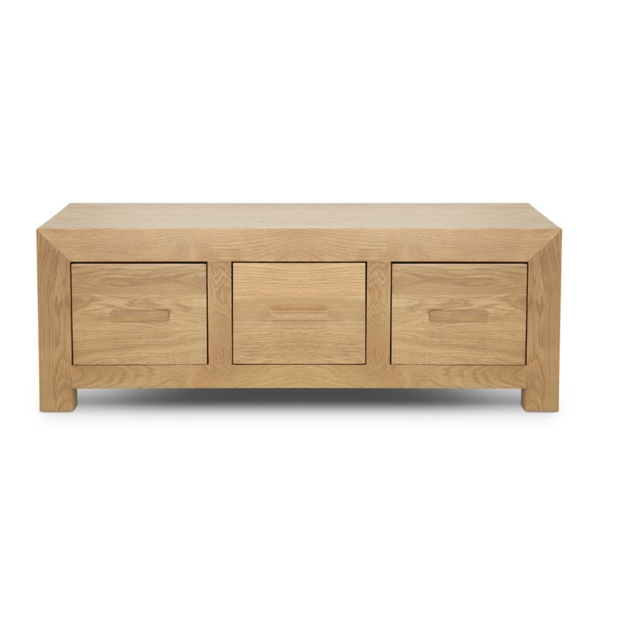 Chunky Solid Oak 3 Drawer Coffee Table