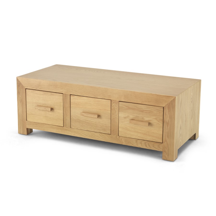 Chunky Solid Oak 3 Drawer Coffee Table