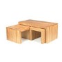 Chunky Solid Oak Lonf John Nest of Coffee Tables Set of 3