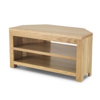 Chunky Solid Oak Corner TV Unit