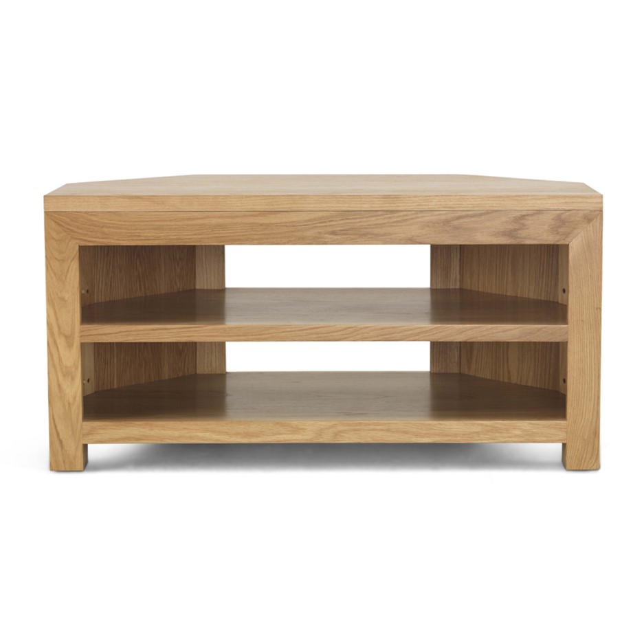 Chunky Solid Oak Corner TV Unit Furniture123