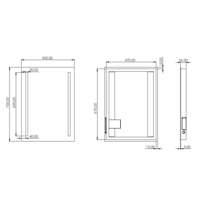 Sensio Lumino Evo+ Rectangular Bathroom Mirror with Battery Operated Lights - 500 x 700mm