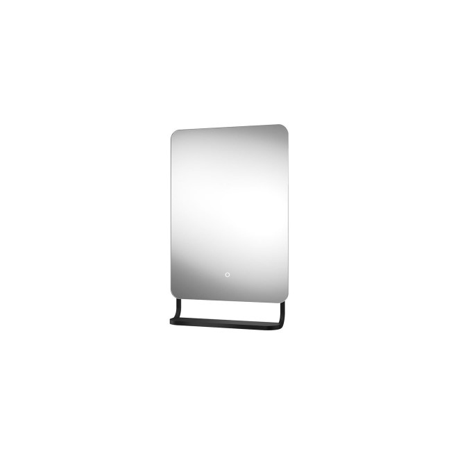 Sensio Harbour Rectangular Black Backlit Bathroom Mirror with Lights & Shelf 500 x 790mm