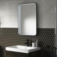 Sensio Aspect Rectangular Black Heated Bathroom Mirror with Lights 700 x 500mm