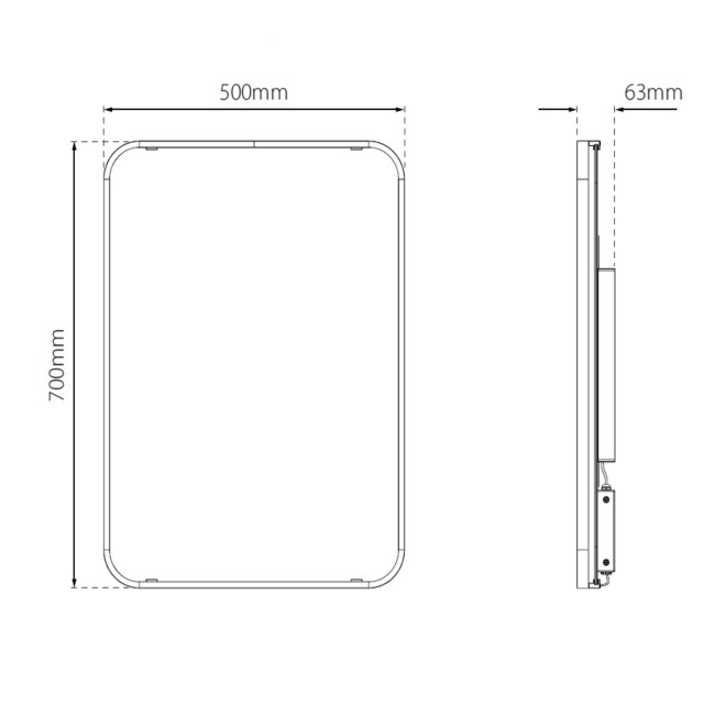 Sensio Aspect Rectangular Black Heated Bathroom Mirror with Lights 700 x 500mm