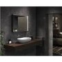 Sensio Element Rectangular Black LED Heated Bathroom Mirror with Shelf and Charger 800 x 600mm