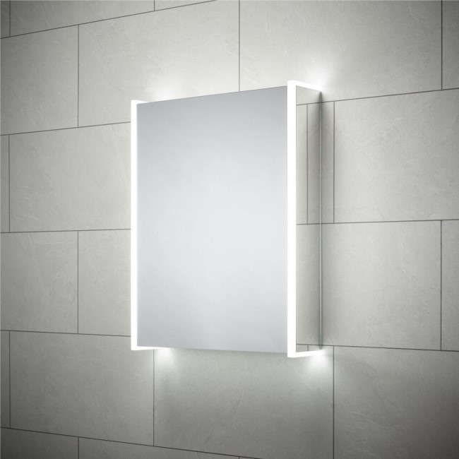 Sensio Ainsley Double Door Chrome Mirrored Bathroom Cabinet with Lights & Bluetooth Speakers 564 x 700mm