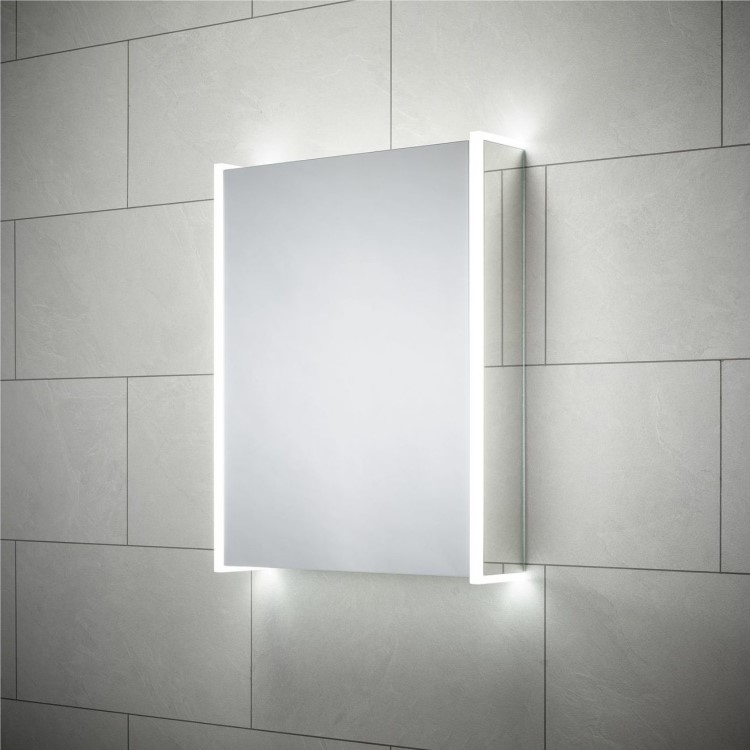 Sensio Ainsley Double Door Chrome Mirrored Bathroom Cabinet with Lights & Bluetooth Speakers 564 x 700mm