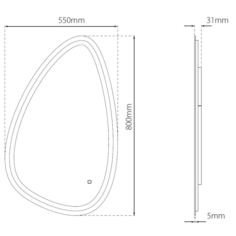 Sensio Mistral Teardrop Backlit Heated Bathroom Mirror with Lights 550 x 800mm