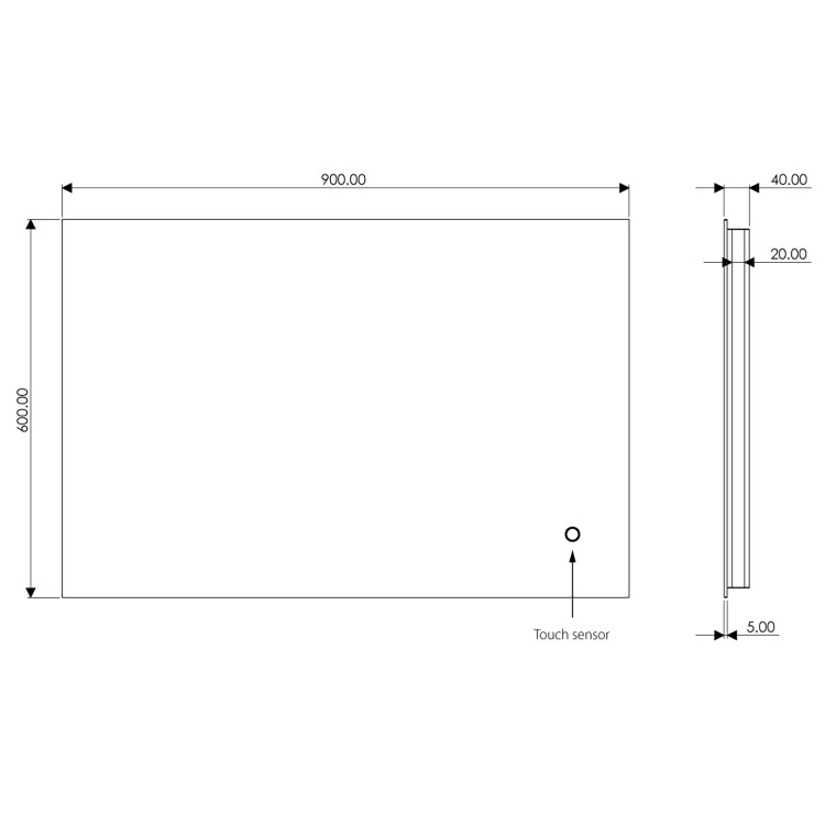 Sensio Eden Rectangular Backlit Heated Bathroom Mirror with Lights 900 x 600mm