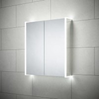 Double Door Sensio Ainsley Chrome Mirrored Bathroom Cabinet with Lights & Wireless Speaker 664 x 700mm