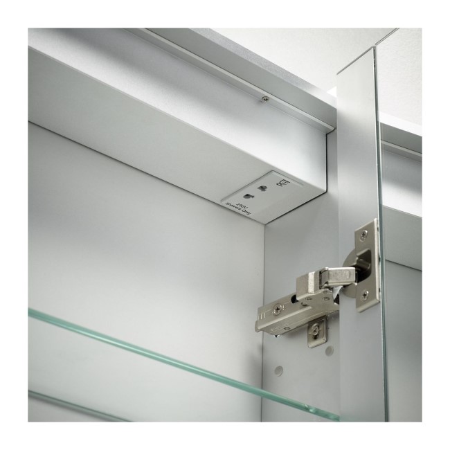 Double Door Sensio Ainsley Chrome Mirrored Bathroom Cabinet with Lights & Bluetooth Speaker 664 x 700mm