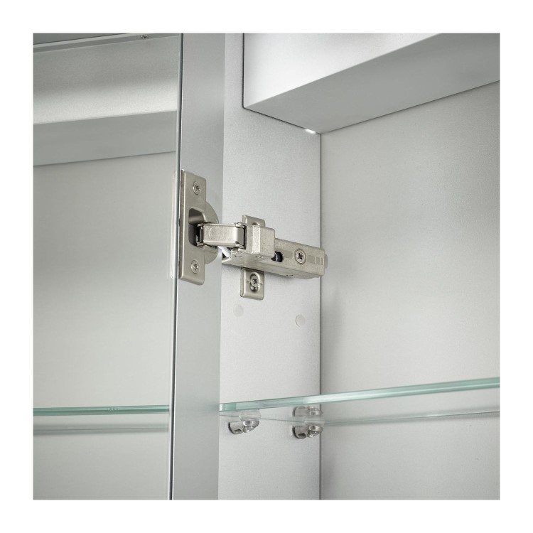 Double Door Sensio Ainsley Chrome Mirrored Bathroom Cabinet with Lights & Bluetooth Speaker 664 x 700mm