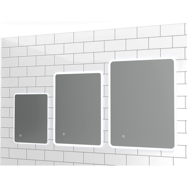 Sensio Libra Rectangular Heated Bathroom Mirror with Lights Ultra Slim 500 x 390mm