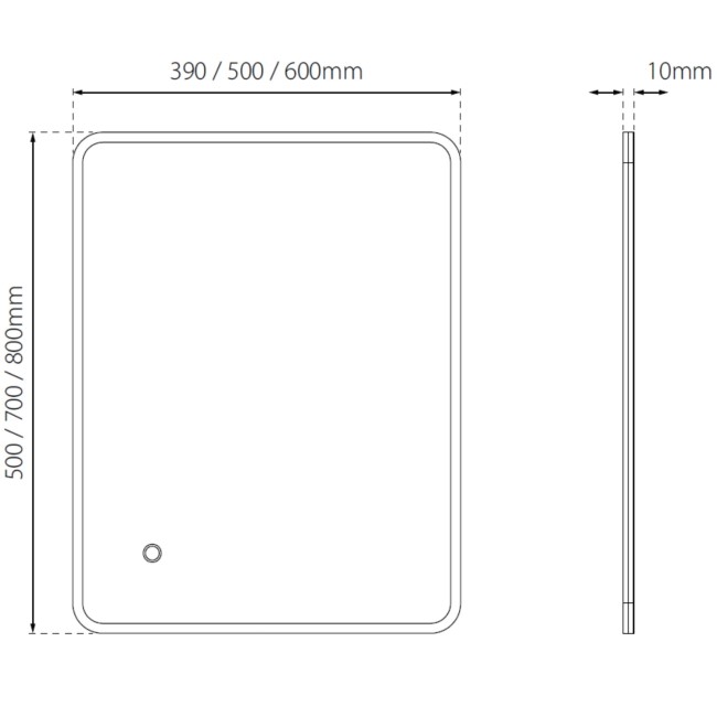 Sensio Libra Rectangular Heated Bathroom Mirror with Lights Ultra Slim 500 x 390mm