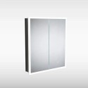 SE30798T0 Sensio Eclipse Double Door Black Recessed Bathroom Mirror Cabinet with Lights, Demister & Shaver Socket 600 x 700mm
