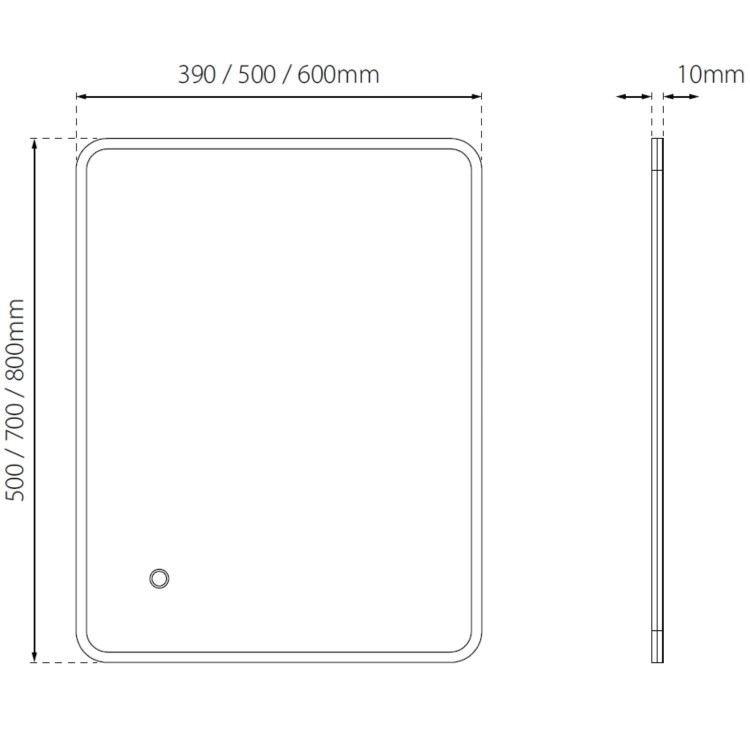 Sensio Libra Rectangular Heated Bathroom Mirror with Lights Ultra Slim 700 x 500mm