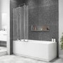 GRADE A1 - 4 Fold Shower Bath Screen with Chrome Frame 830 x 1400mm