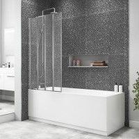 GRADE A1 - 4 Fold Shower Bath Screen with Chrome Frame 830 x 1400mm