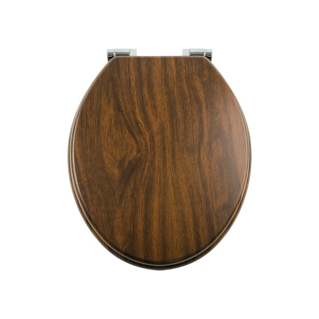 GRADE A1 - Soft Close Toilet Seat in Mahogany with Chrome Hinges