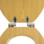 Soft Close Toilet Seat in Oak with Chrome Hinges