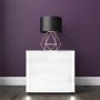 GRADE A1 - Selena White High Gloss Bedside Table With LED Light