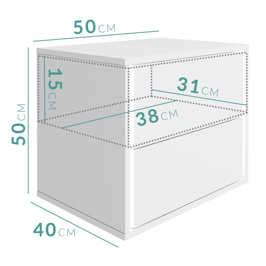 GRADE A1 - Selena White High Gloss Bedside Table With LED Light