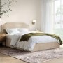GRADE A1 - Beige Velvet King Size Ottoman Bed with Scalloped Headboard - Siena