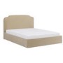GRADE A1 - Beige Velvet King Size Ottoman Bed with Scalloped Headboard - Siena