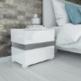 GRADE A1 - Sense White High Gloss Bedside Table with LED Light