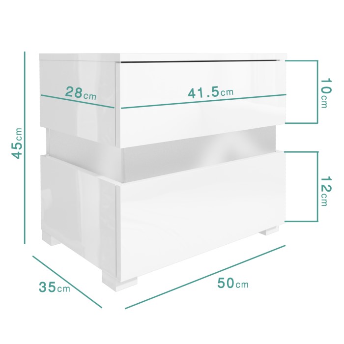 Sense White High Gloss Bedside Table with LED Light Furniture123