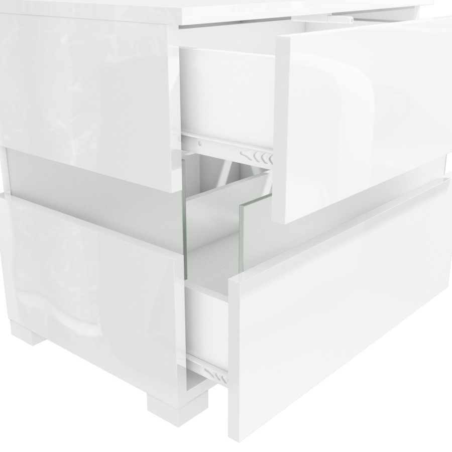 GRADE A1 - Sense White High Gloss Bedside Table with LED Light