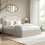 Cream Upholstered Double Ottoman Bed with Scalloped Headboard - Siena