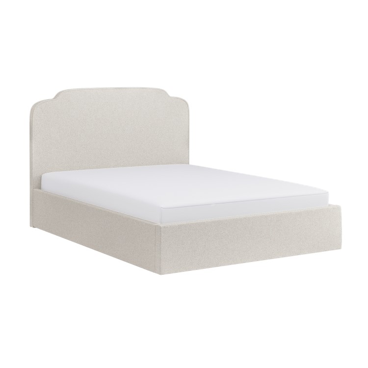 GRADE A1 - Cream Upholstered Double Ottoman Bed with Scalloped Headboard - Siena