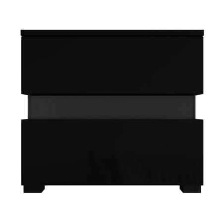 GRADE A1 - Sense Black High Gloss Bedside Table with LED Light