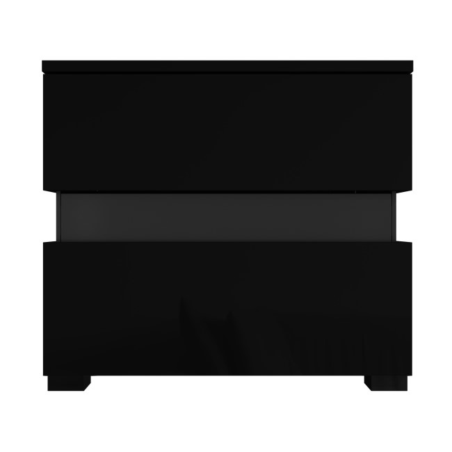 Sense Black High Gloss Bedside Table with LED Light