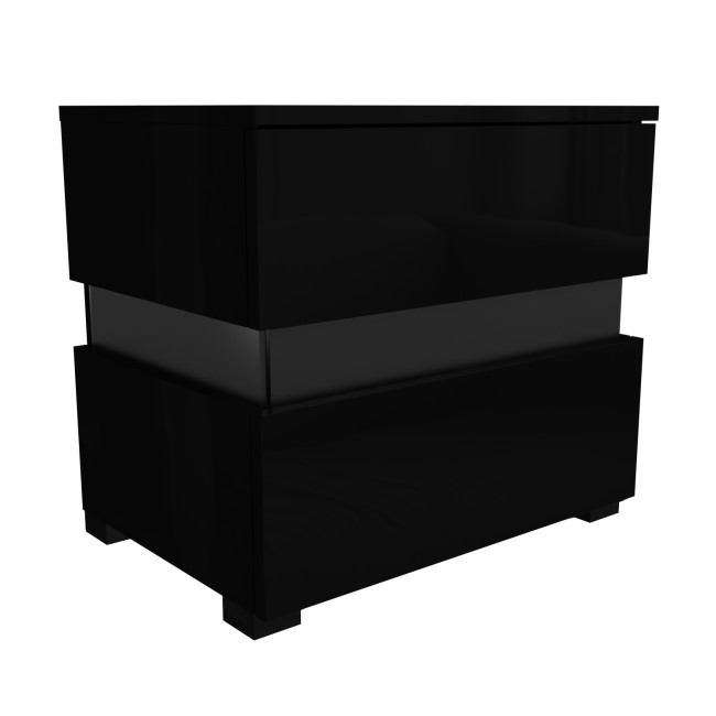 Sense Black High Gloss Bedside Table with LED Light