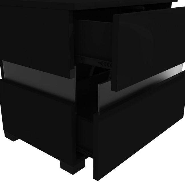 Sense Black High Gloss Bedside Table with LED Light