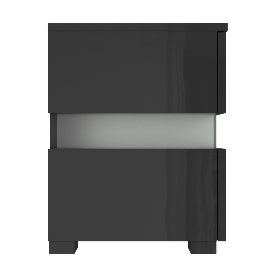 GRADE A1 - Sense Grey High Gloss Bedside Table with LED Light