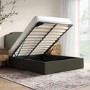 Green Chenille Double Ottoman Bed with Scalloped Headboard - Siena