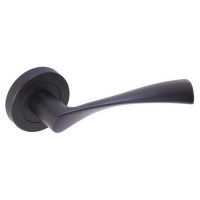 Internal Matt Black Lever Fire Door Handle with Latch and Hinges Pack - 75mm Latch - Sesia - XL Joinery