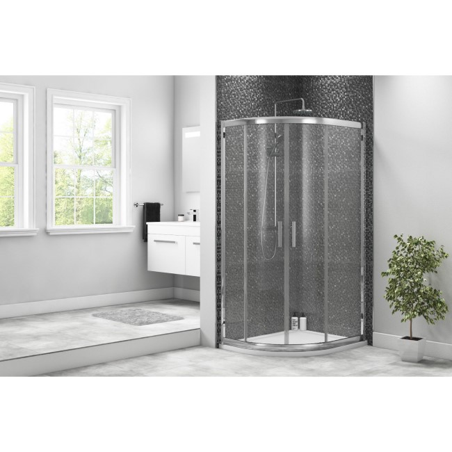 Offset Reversible Quadrant Shower Enclosure with Twin Sliding Door - 1200 x 800mm