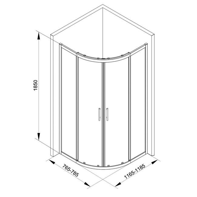 Offset Reversible Quadrant Shower Enclosure with Twin Sliding Door - 1200 x 800mm