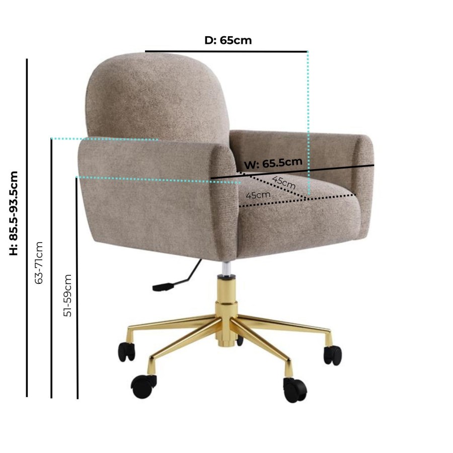 Beige Fabric Swivel Office Chair - Shai 