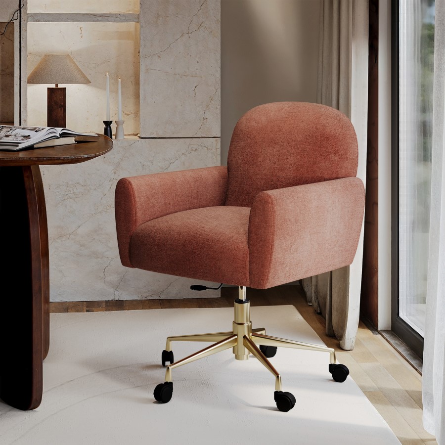 Dusty Pink Fabric Swivel Office Chair - Shai 