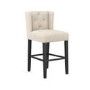 Beige Upholstered Buttoned Kitchen Counter Stool with Back - Shay